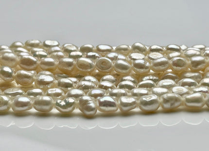 4.5-5x7 mm Natural White Rice/Oval Nugget Freshwater Pearl Beads Genuine Natural White Freshwater Pearl Nuggets 59 Beads #P1858