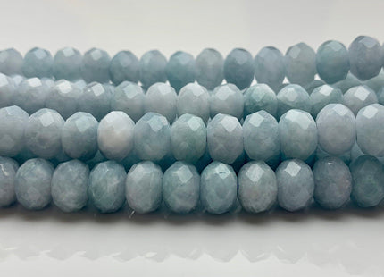 7x10 mm AAA Half Strand Natural Color Faceted Rondelle Aquamarine Gemstone Beads Natural Blue Micro Faceted Aquamarine Beads 8 Inches # 2814
