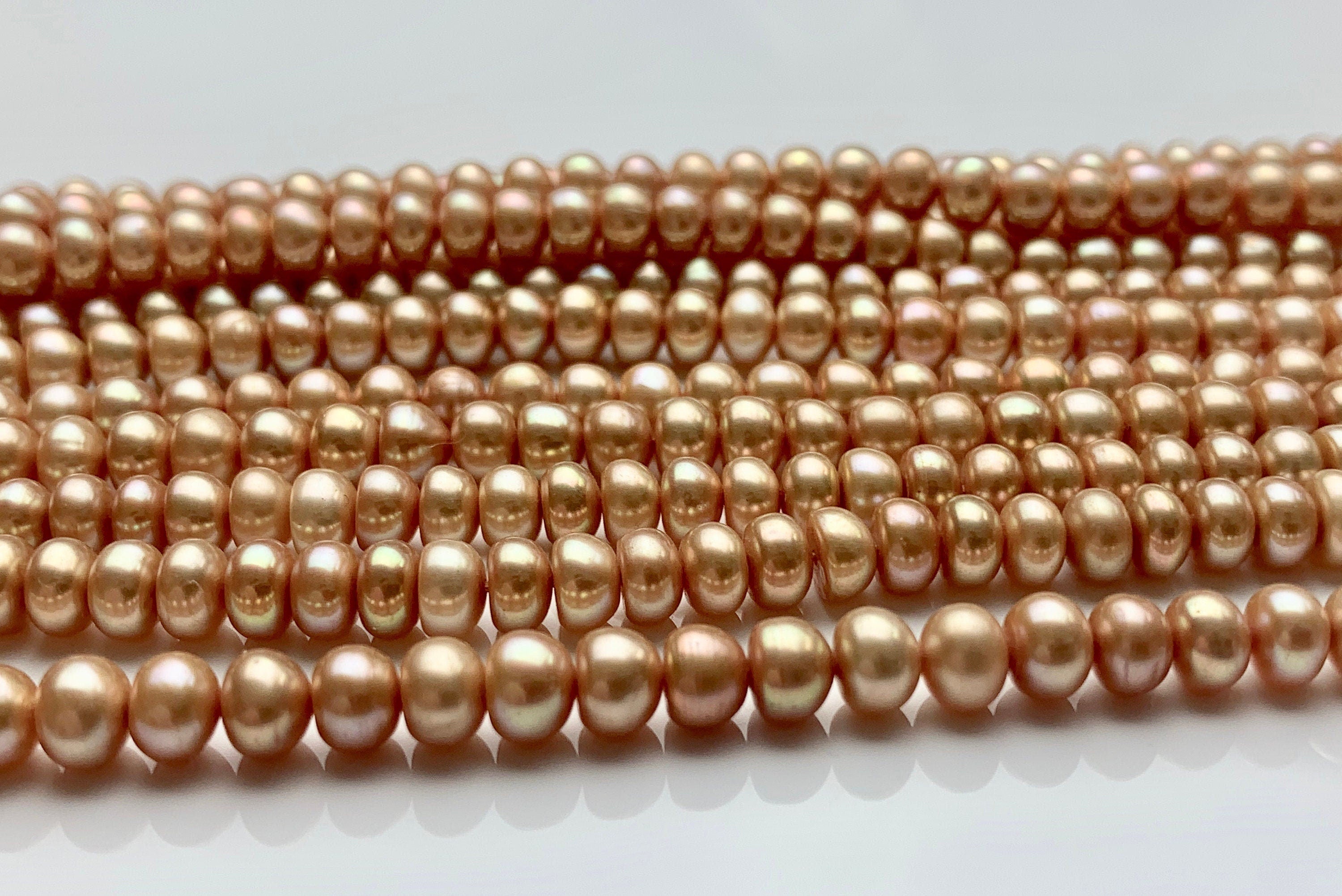 6mm Champagne Gold Pearl Spacer Beads