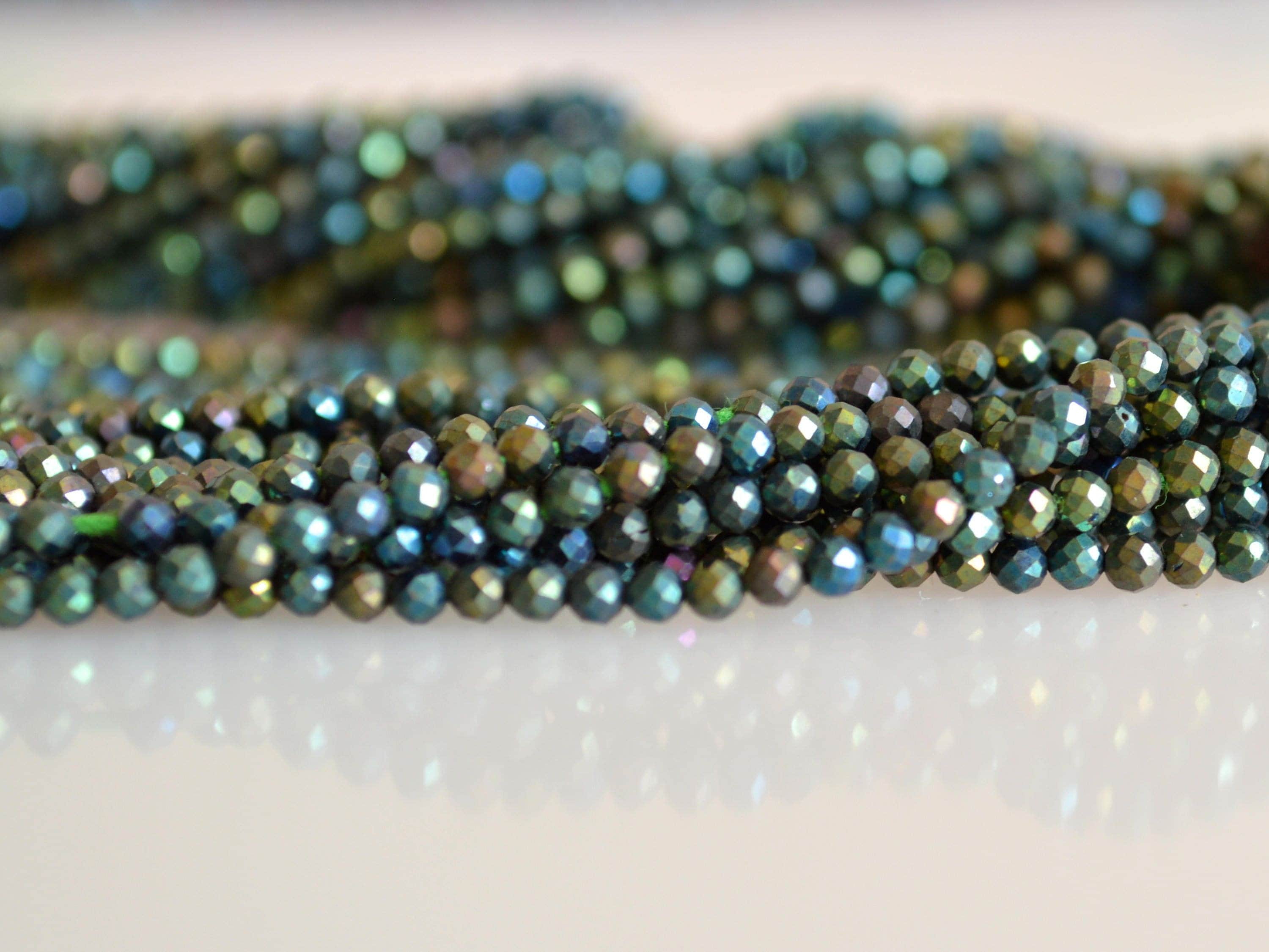 Black Spinel 3mm Faceted Round Beads - 13 inch strand