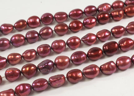 8-9 x 10-11mm Rice Nugget Freshwater Pearl Beads Cranberry OR Navy Blue Color, Genuine Cultured Nugget Pearls, Nugget Pearls #208