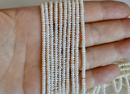 1x2mm 2x3mm AAAA Very rare Natural Tiny Freshwater Pearl Rondelle/Button Shape Genuine High Luster White Seed Pearl Beads #878