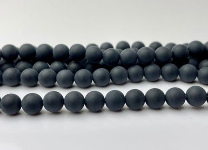 4mm 6mm 8mm 10mm Matte Smooth Round Black Onyx Gemstone Beads 15.5 Inches #4287