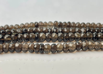 7-8mm Natural Smoky Quartz Gemstone Beads Faceted Rondelle  8 Inches Strand #4255