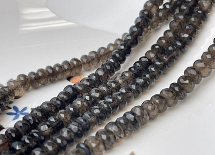 7-8mm Natural Smoky Quartz Gemstone Beads Faceted Rondelle  8 Inches Strand #4255