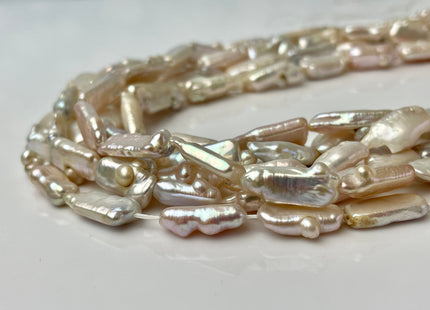 7-8x15 mm Natural Pink Color Rectangle Coin Freshwater Pearl Beads #P2341